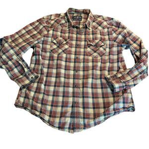 American Eagle Men’s Plaid Vintage Fit Western Snap Up Shirt XXL